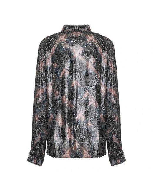 Dries Van Noten Overhemden ,Groen ,Pailletten Pailletgeruite Overhemden in het Gray
