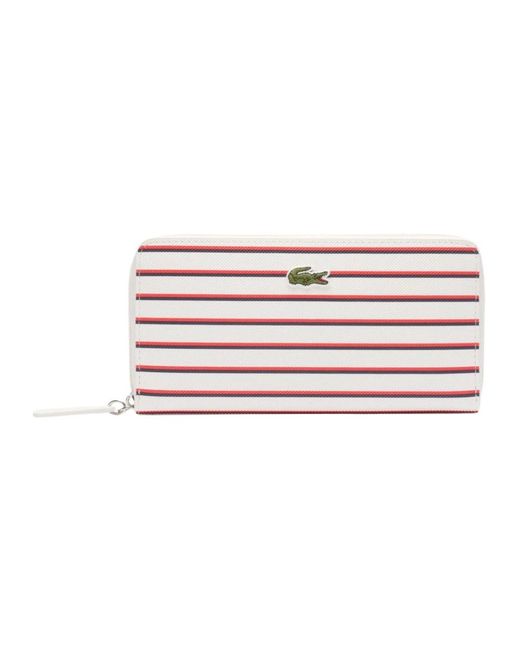 Lacoste Accessoires ,Veelkleurig ,Gestreepte Ritssluiting Portemonnee Roland Garros Collectie in het Pink