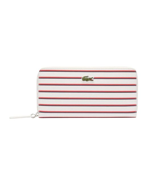 Lacoste Accessoires ,Veelkleurig ,Gestreepte Ritssluiting Portemonnee Roland Garros Collectie in het Pink