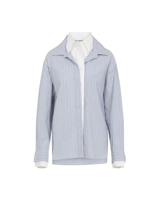 Acne Overhemden ,Blauw ,Katoen Blauwe Katoenen Blouse Dubbellaags Ontwerp in het Blue