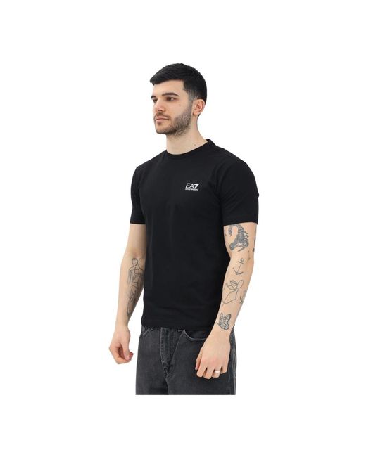 EA7 Tops ,Zwart ,Katoen Zwart T-Shirt Met Korte Mouwen Moderne Stijl in het Black voor heren