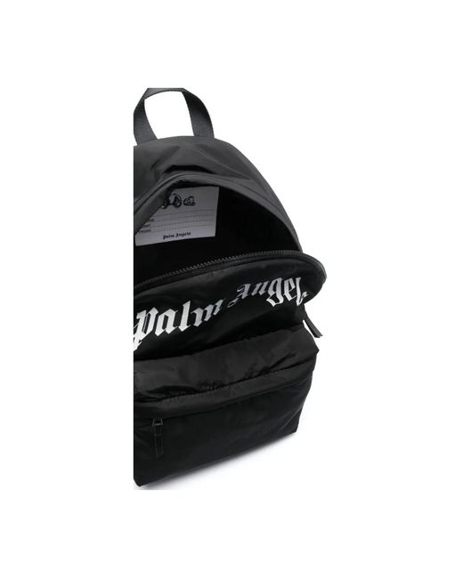 Palm Angels Schwarz weiß gebogener logo-rucksack in Black für Herren