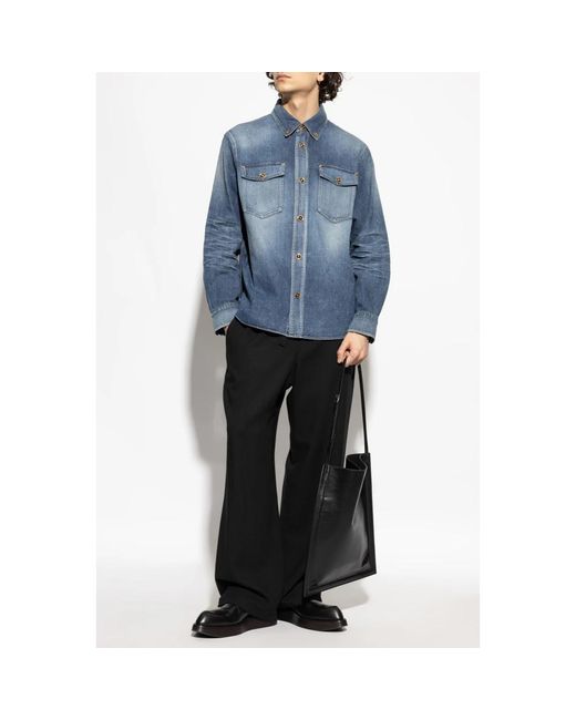 Versace Overhemden ,Blauw ,Denim Denim Overhemd in het Blue voor heren