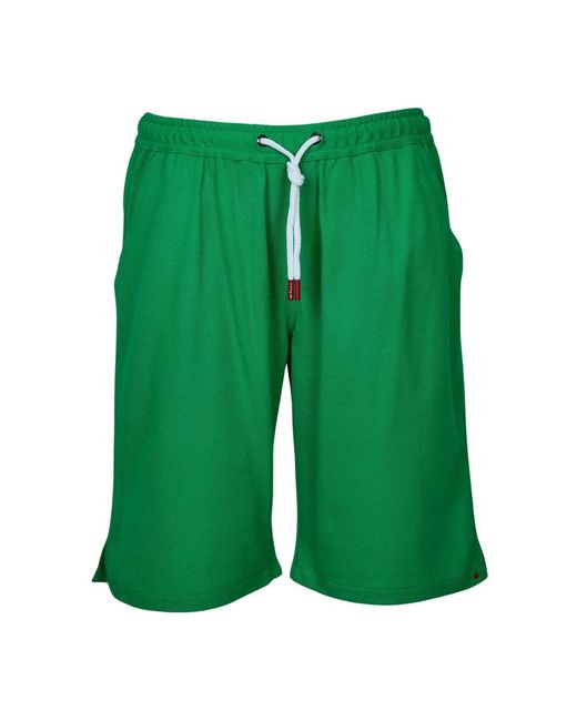 Kiton Textured Short Pants in het Green voor heren