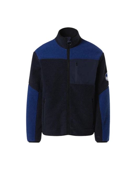 North Sails Hoodies & Sweatvesten ,Blauw ,Leer Gemêleerd Materiaal Full-Zip Sweatshirt in het Blue voor heren
