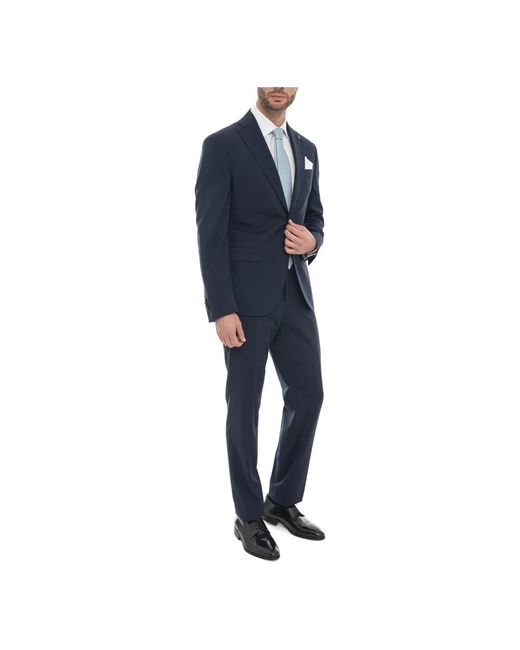 Paoloni Blue Single Breasted Suits for men
