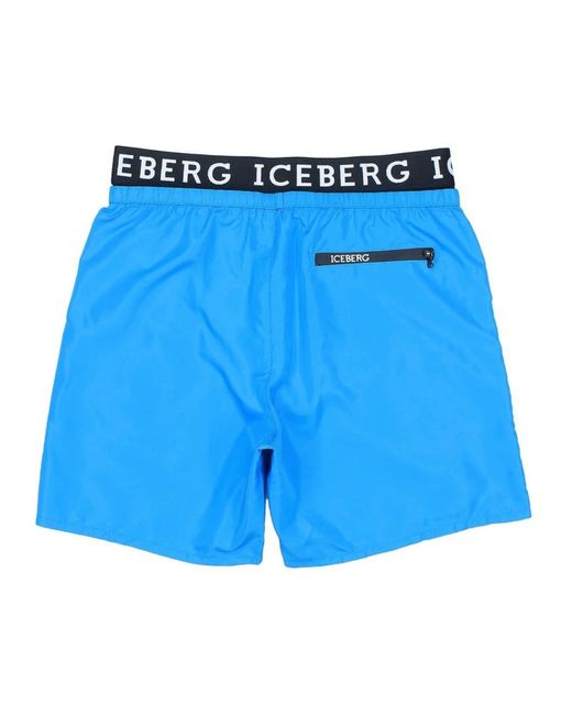 Iceberg Badmode ,Blauw ,Polyester Merkelastisch Kostuum in het Blue voor heren