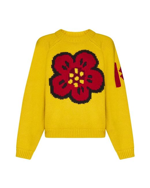 KENZO Yellow Round-Neck Knitwear