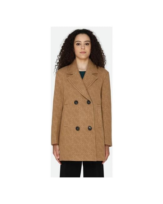 Double-Breasted Coats Pinko de color Brown