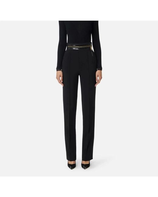 Straight Trousers Elisabetta Franchi de color Black