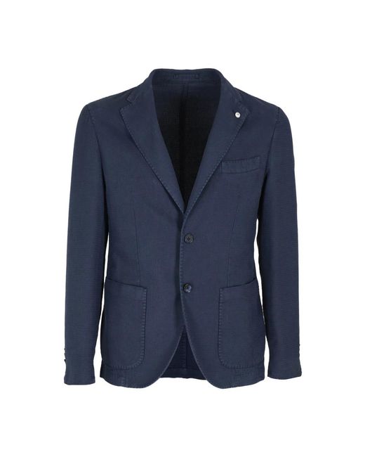 L.b.m. 1911 Blue Ramie Linen Blazer for men