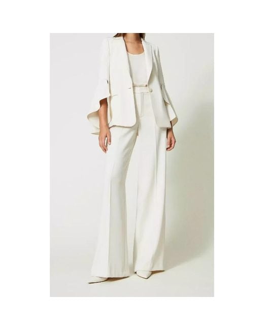 Twin Set White Wide Trousers