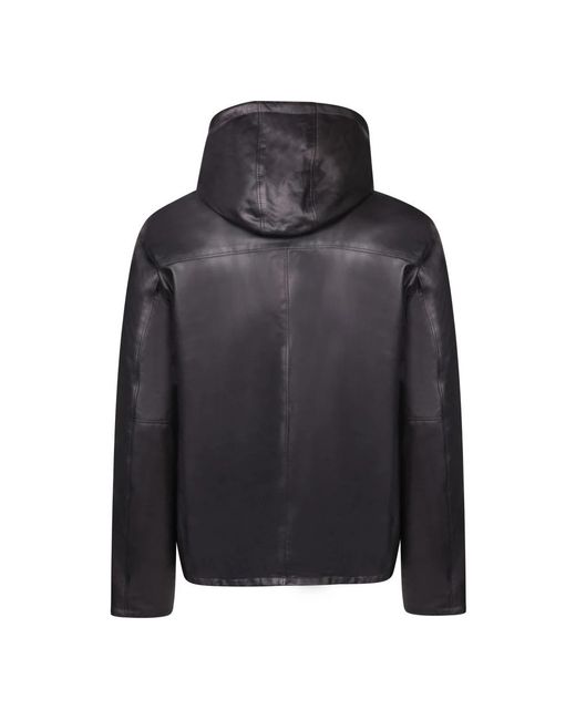 Dell'Oglio Black Leather Jackets for men