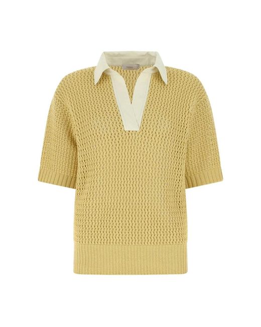Agnona Yellow Senf Baumwolle und Kaschmir -Polo -Shirt