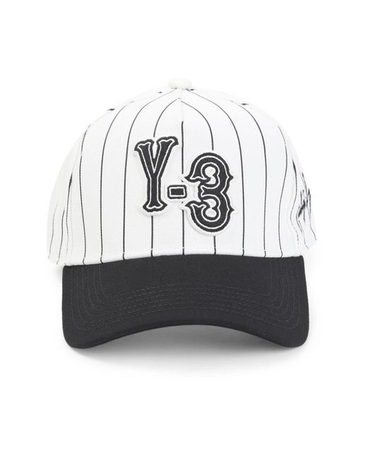 Y-3 Accessoires ,Wit ,Polyester Pinstripe Cap in het Black voor heren