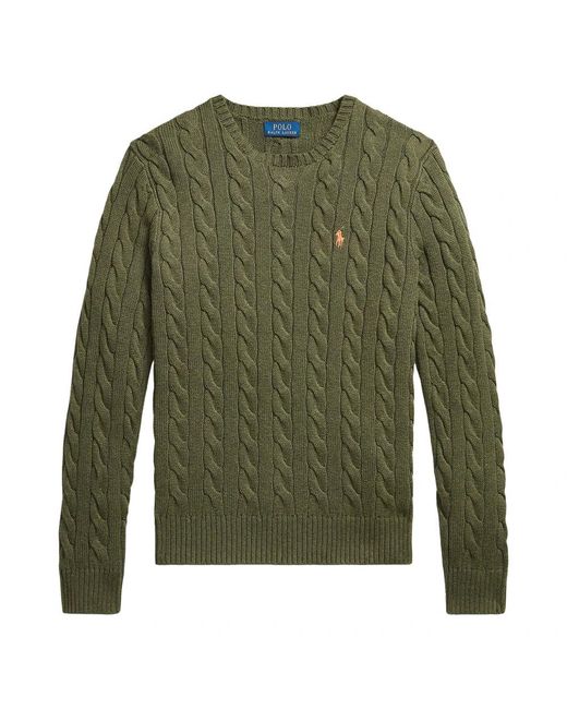 Ralph Lauren Truien & Vesten ,Groen ,Katoen Kabel Gebreide Trui Met Logo in het Green voor heren