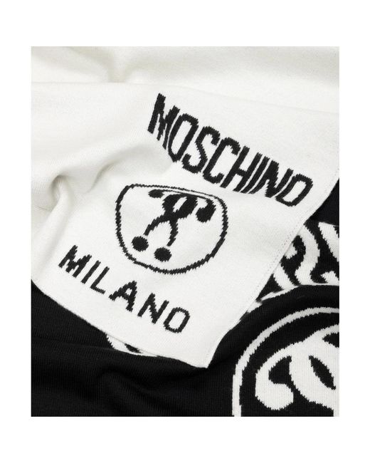 Moschino White Double Question Mark Wool Scarf for men