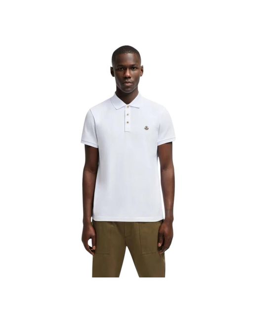 Moncler Logo patch polo shirt weiß in White für Herren