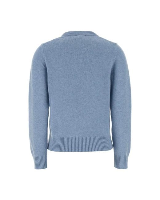 Ganni Blue Round-Neck Knitwear