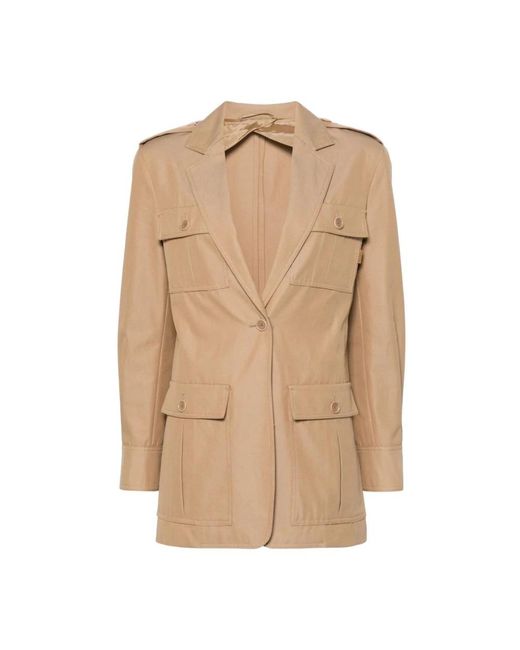 Max Mara Jassen ,Bruin ,Katoen Cotton Canvas Trenchcoat in het Natural