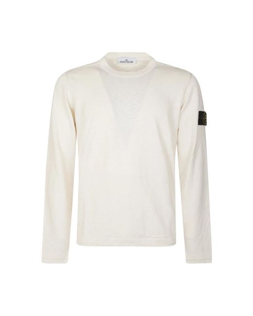 Stone Island White Round-Neck Knitwear for men