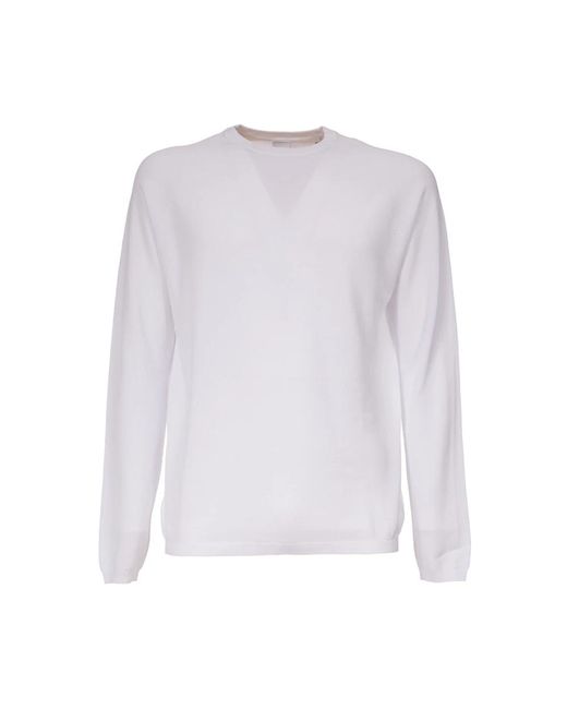 Aspesi Tops ,Wit ,Katoen Katoenen Ronde Hals Lange Mouw Regular Fit in het White voor heren