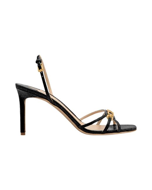 TOM FORD 26S HIGH HEEL SANDALS IN NEON YELLOW AND BLACK SNAKESKIN CALFSKIN