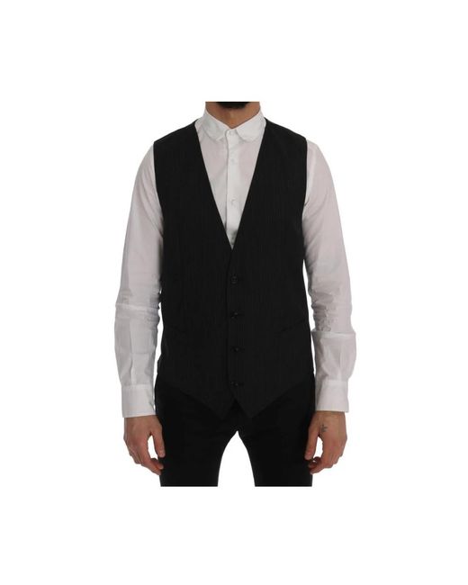 Dolce & Gabbana Black Waistcoats for men
