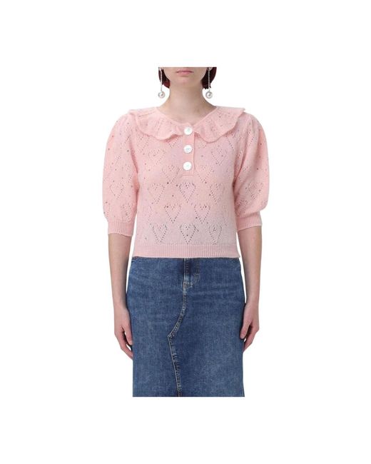 Alessandra Rich Pink Round-Neck Knitwear