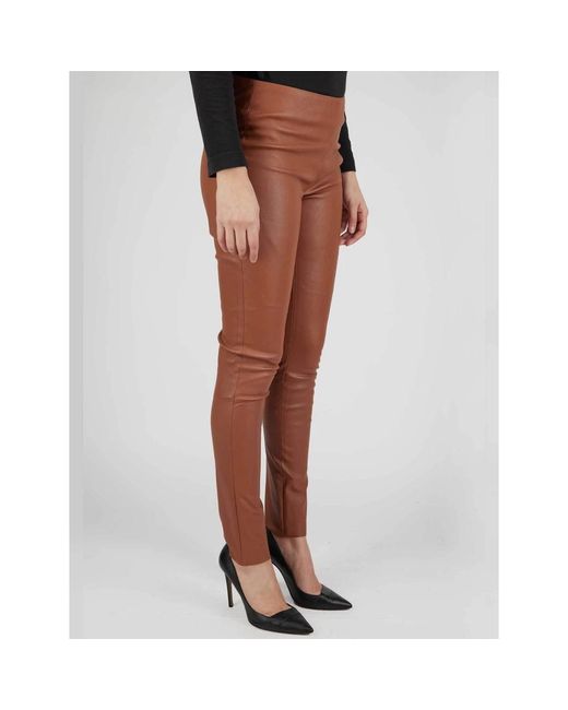 Kiton Leather Broeken in het Brown