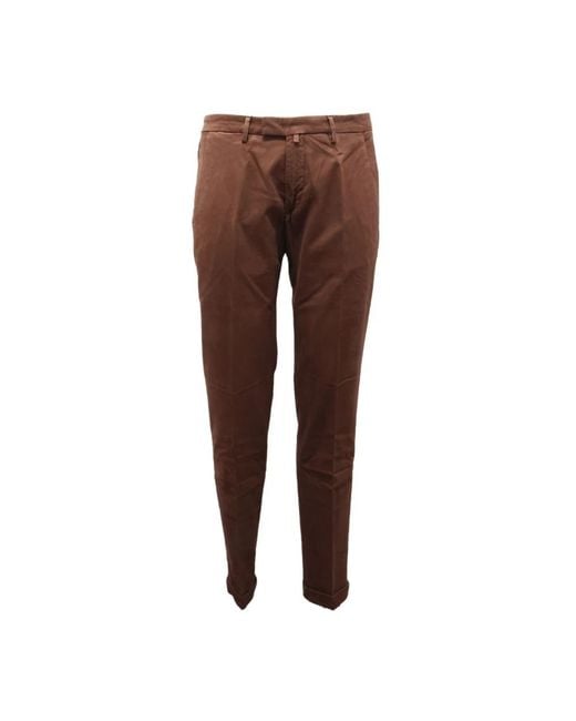 BRIGLIA Brown Slim-Fit Trousers for men