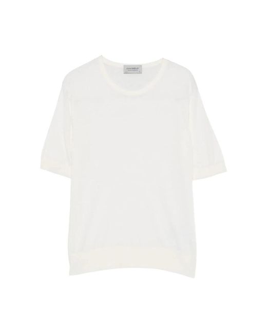 John Smedley White Round-Neck Knitwear