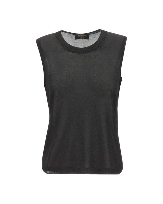 Gran Sasso Black Sleeveless Tops
