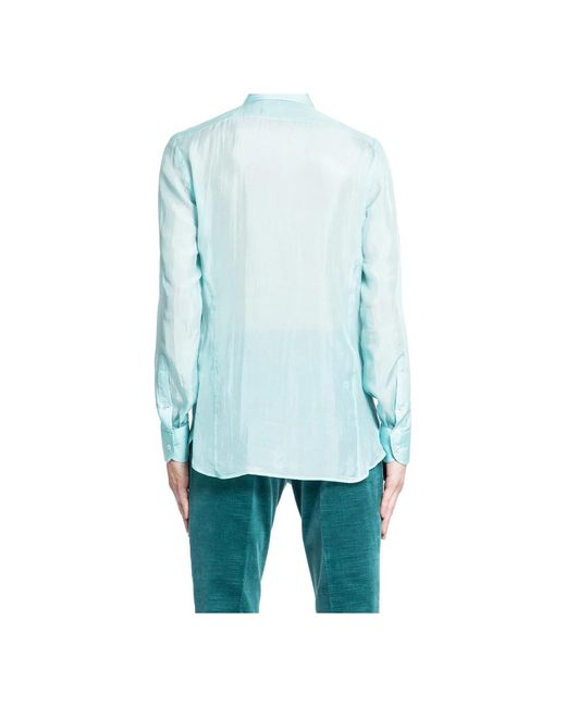 Tom Ford Chiffon Parachute Plisse Shirt in het Blue voor heren