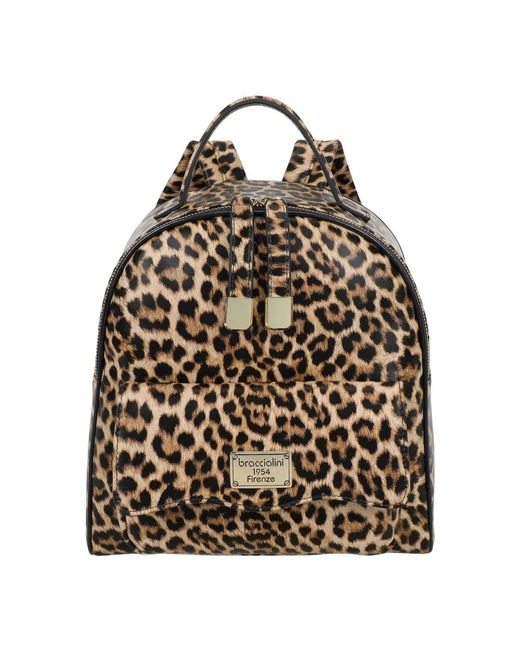 Braccialini Brown Kompakter Lederrucksack