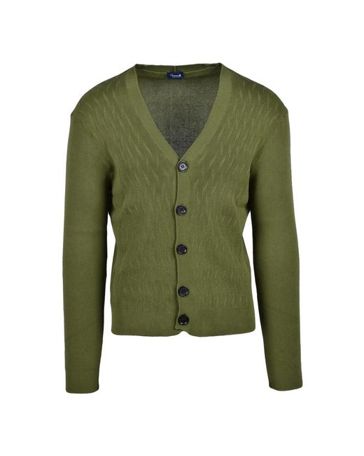 Drumohr Truien & Vesten ,Groen ,Katoen Cardigan A V Con Bottoni in het Green voor heren