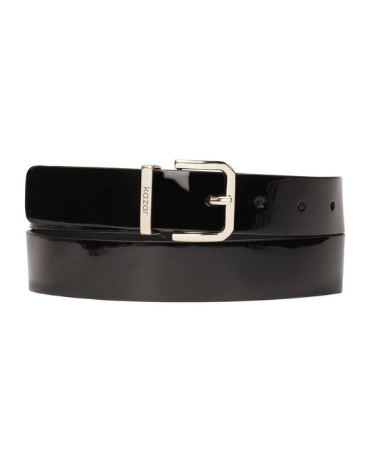 Kazar Accessoires ,Zwart ,Glad Gelakt Riem Met Vierkante Gesp in het Black