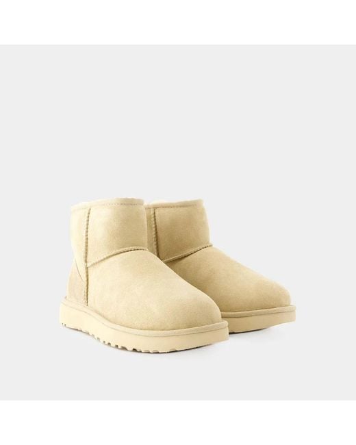 Ugg Natural Classic Mini Ii Ankle Boots - - Leather - Beige