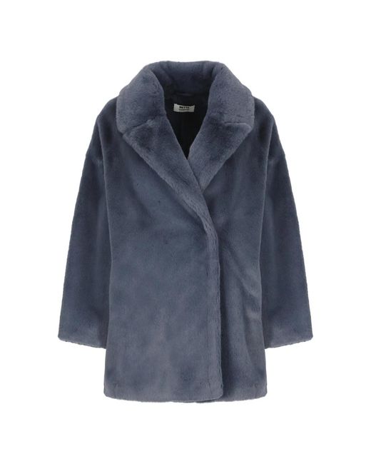 Abrigo Azul De Piel Sintética Doble Botonadura, Mujer, Talla Betta Corradi de color Blue