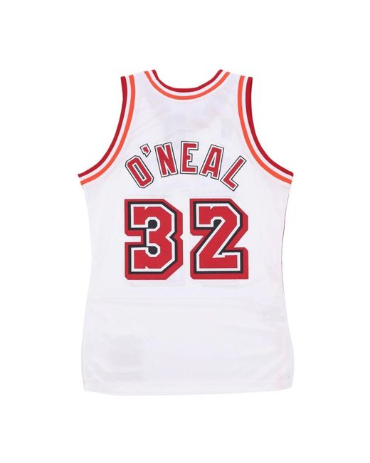 Mitchell & Ness Fitness ,Wit ,Polyester Shaquille O'Neal Basketbalshirt in het Red voor heren