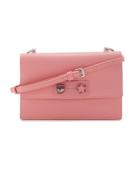 Chiara Ferragni Zwarte Faux Leren Schoudertas in het Pink