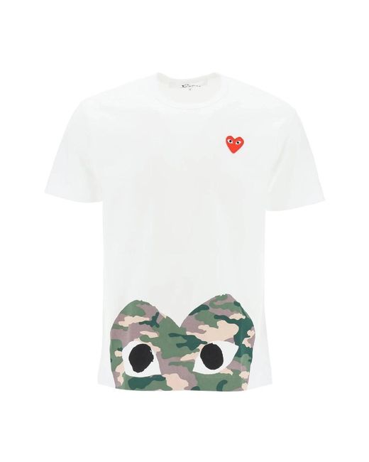 T-shirt cuore camou di COMME DES GARÇONS PLAY in White da Uomo