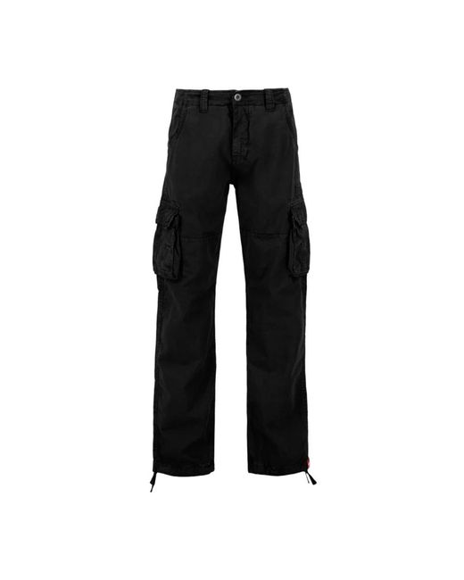 Alpha Industries Black Straight Trousers for men