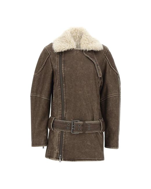 DIESEL Brown Faux Fur & Shearling Jackets