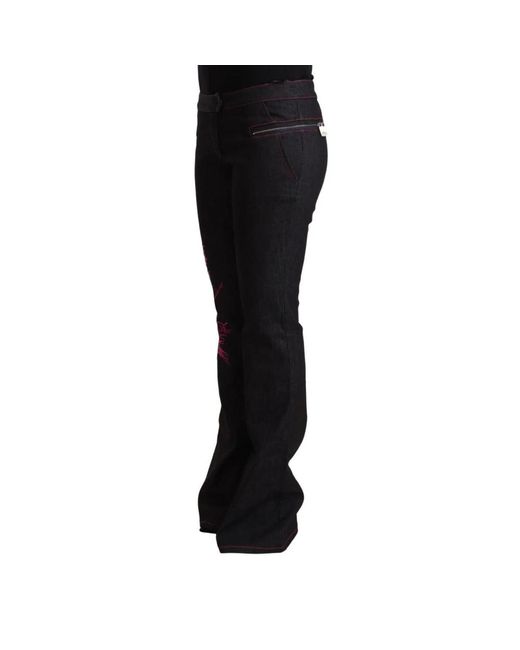 Exte Jeans ,Zwart ,Denim Geborduurde Bloemen Flared Denim Jeans in het Black