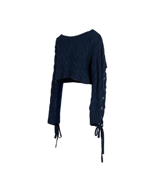 KENZO Blue Cable Lace Up Jumper