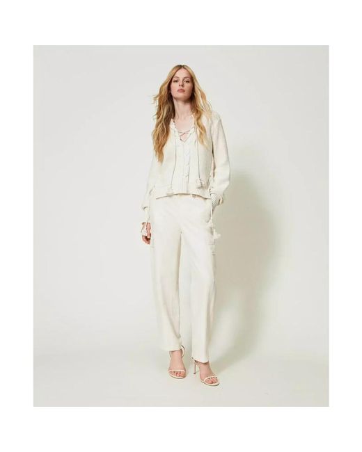 Twin Set Natural Straight Trousers