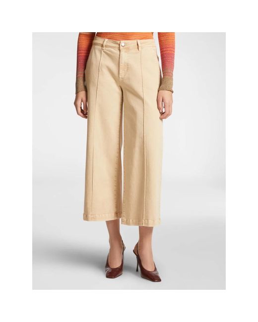 Elena Miro Natural Hose Mit Weitem Bein, Cropped
