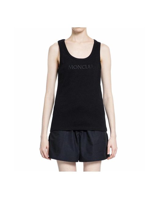 Moncler Black Schwarzes logo tank top