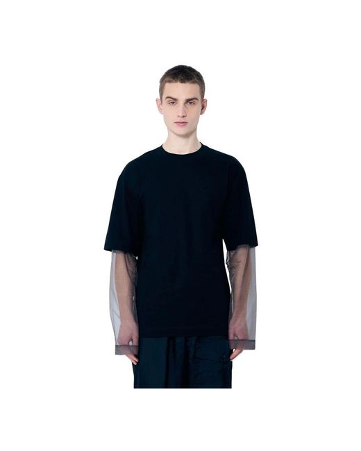Dries Van Noten Baumwoll-crewneck-top mit langen ärmeln in Blue für Herren
